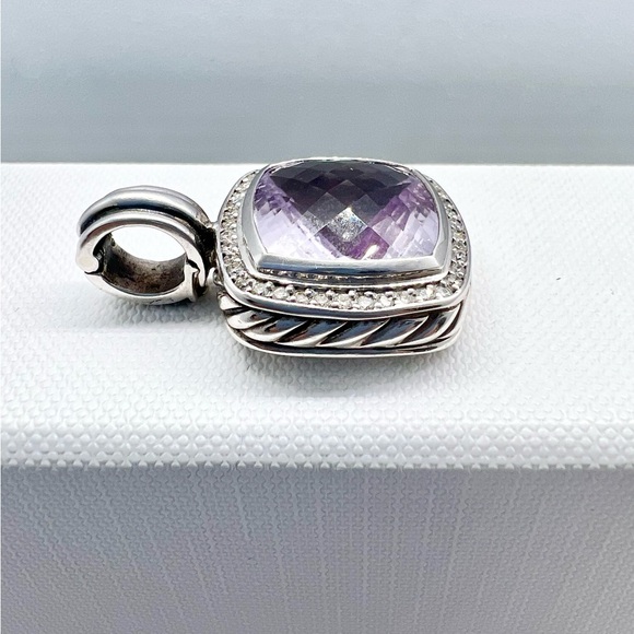 David Yurman Albion 14mm Lavender Amethyst Diamond Pendant Enhancer - Picture 6 of 14
